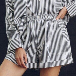 The Great The Boxer Shorts High Waisted Striped Printed Cotton XS-0 New